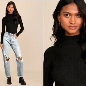 LULU's Sexy Casual Y2K Chic Warm Cozy Ribbed Knit Long Sleeve Bodysuit
